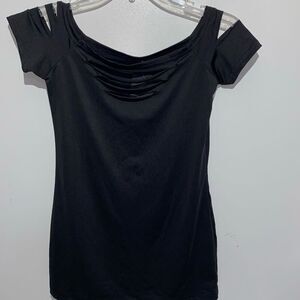 2-Me Meixi Fashion Women's Black Cold Shoulder Cut Out Mini Dress Medium NWT